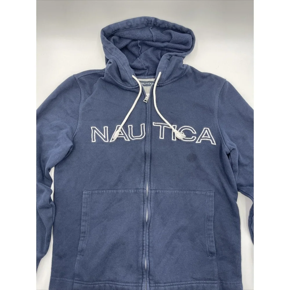 Nautica Mens Solid Blue Full Zip‎ Hoodie Size M #C464